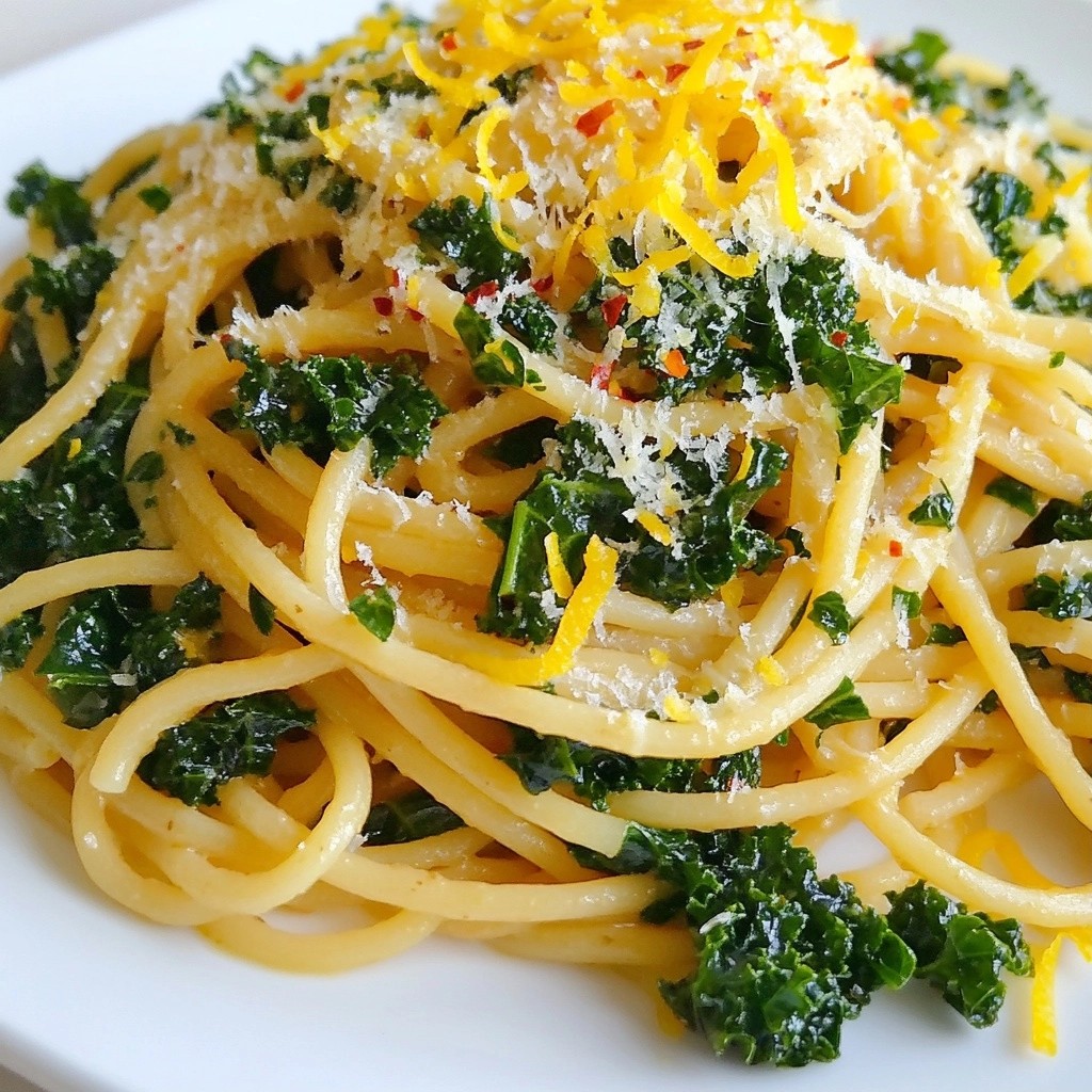 Whole Wheat Spaghetti with Kale and Lemon Delight