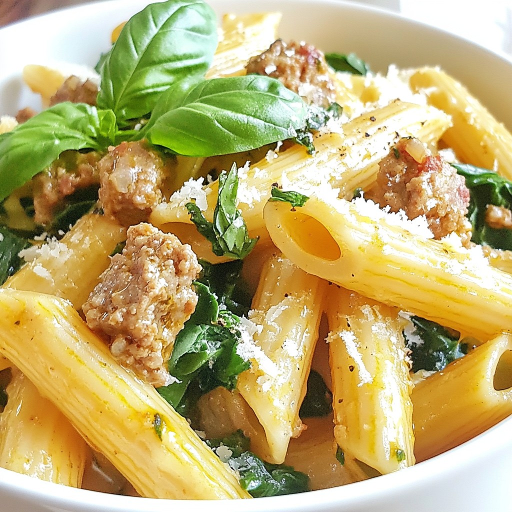 One-Pot Italian Sausage and Spinach Pasta Delight