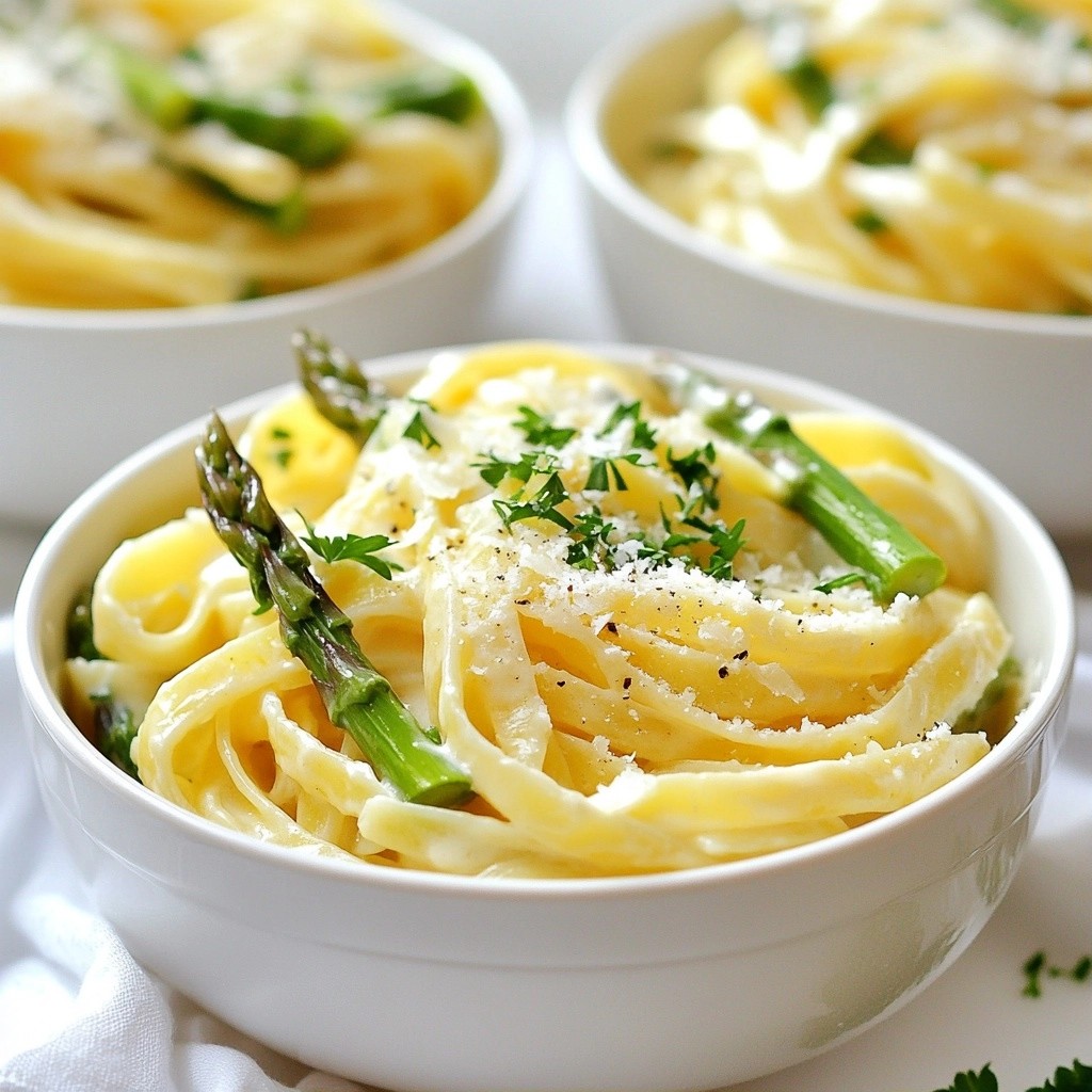 Rich Creamy Alfredo Pasta with Asparagus Delight