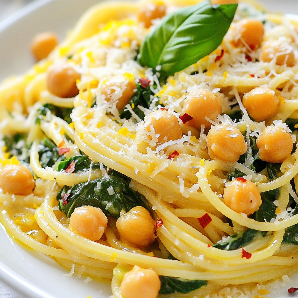 Zesty Lemon Chickpea and Spinach Spaghetti Recipe