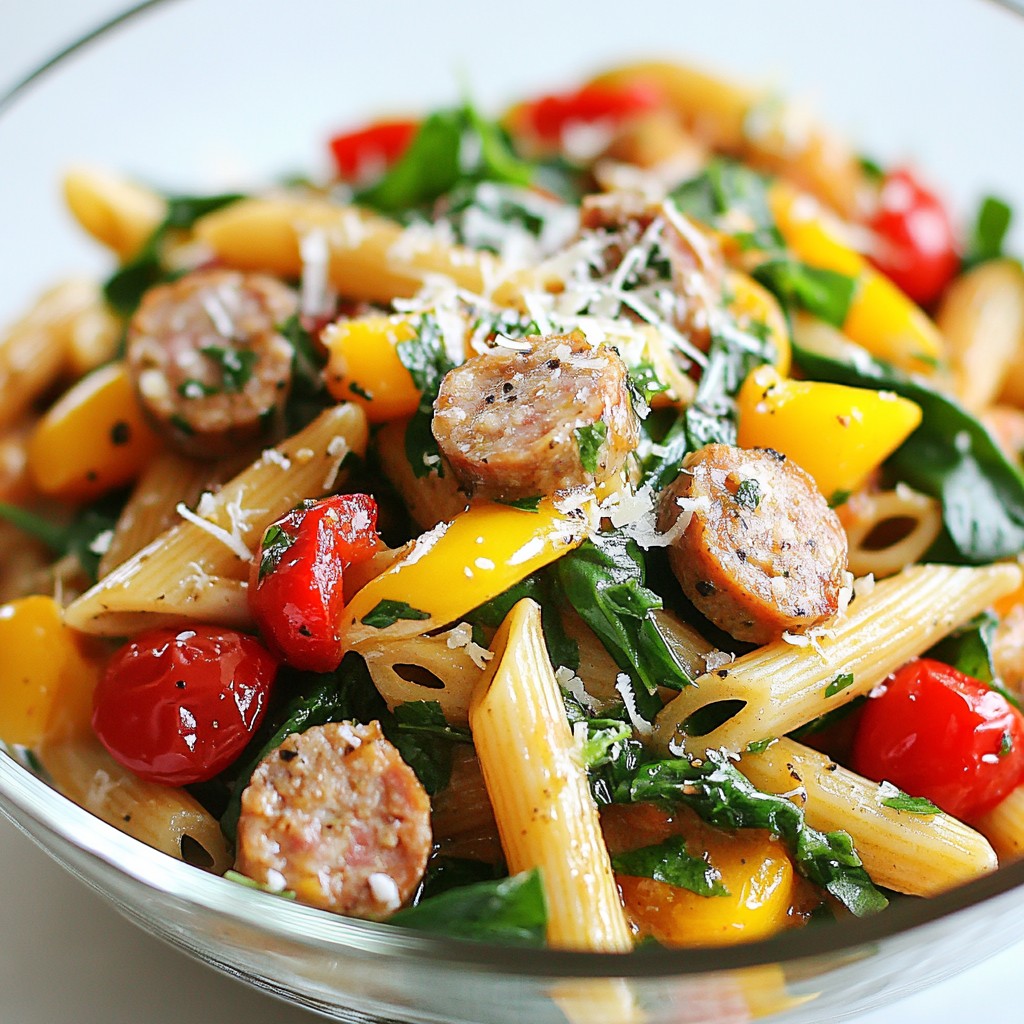 One-Pot Garlic Herb Turkey Sausage Pasta Delight