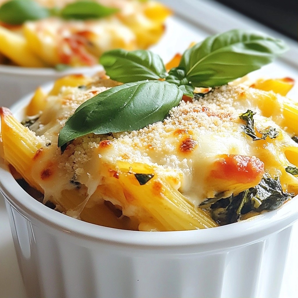 Baked Spinach and Mozzarella Pasta Bake Delight