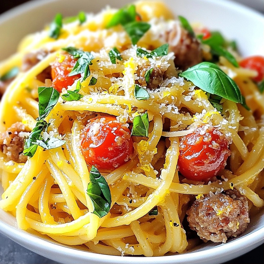 Quick Lemon Herb Pasta with Turkey Sausage Delight