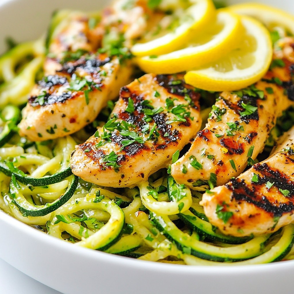Lemon Herb Zucchini Noodles with Grilled Chicken Meal