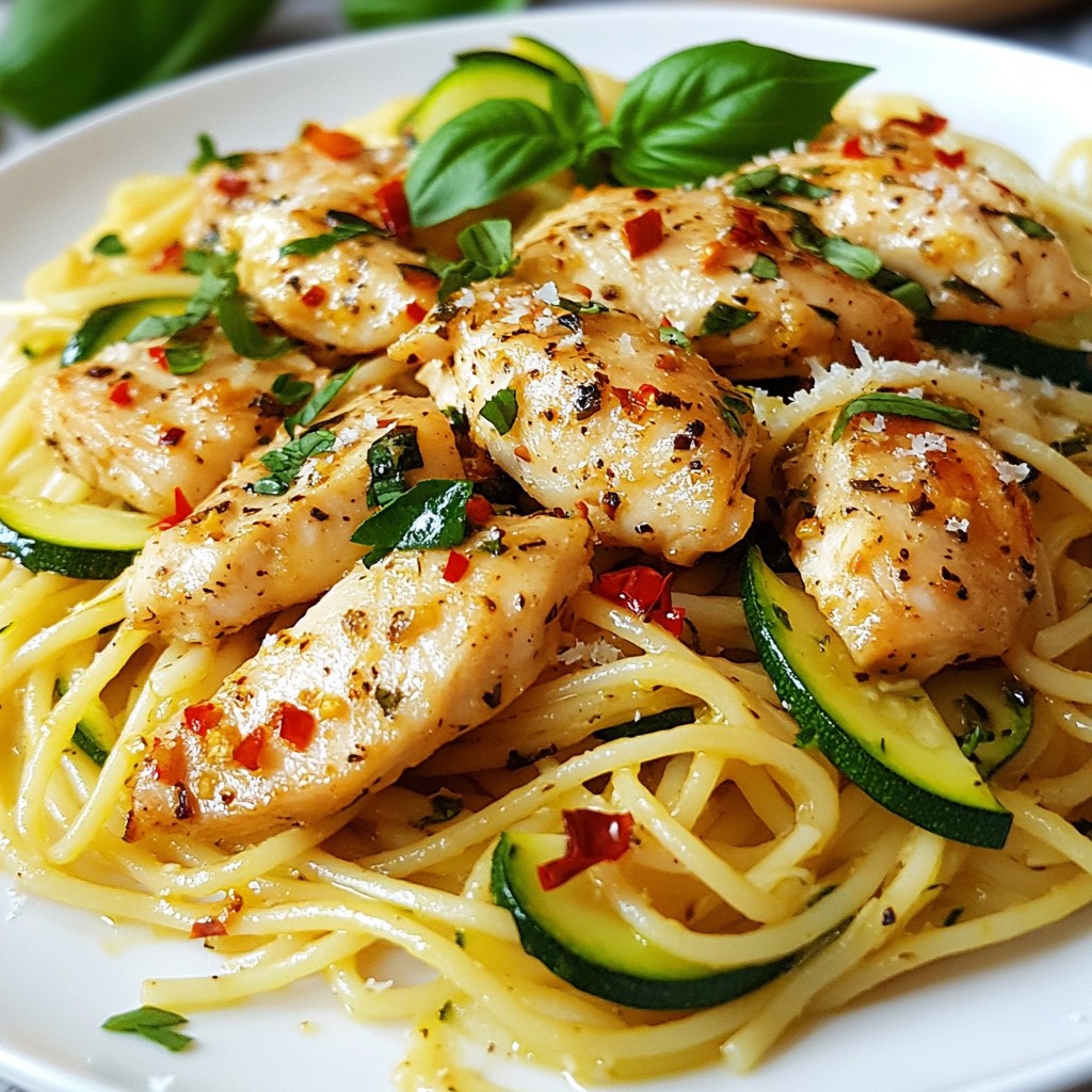 Spicy Garlic Chicken Spaghetti with Zucchini Delight