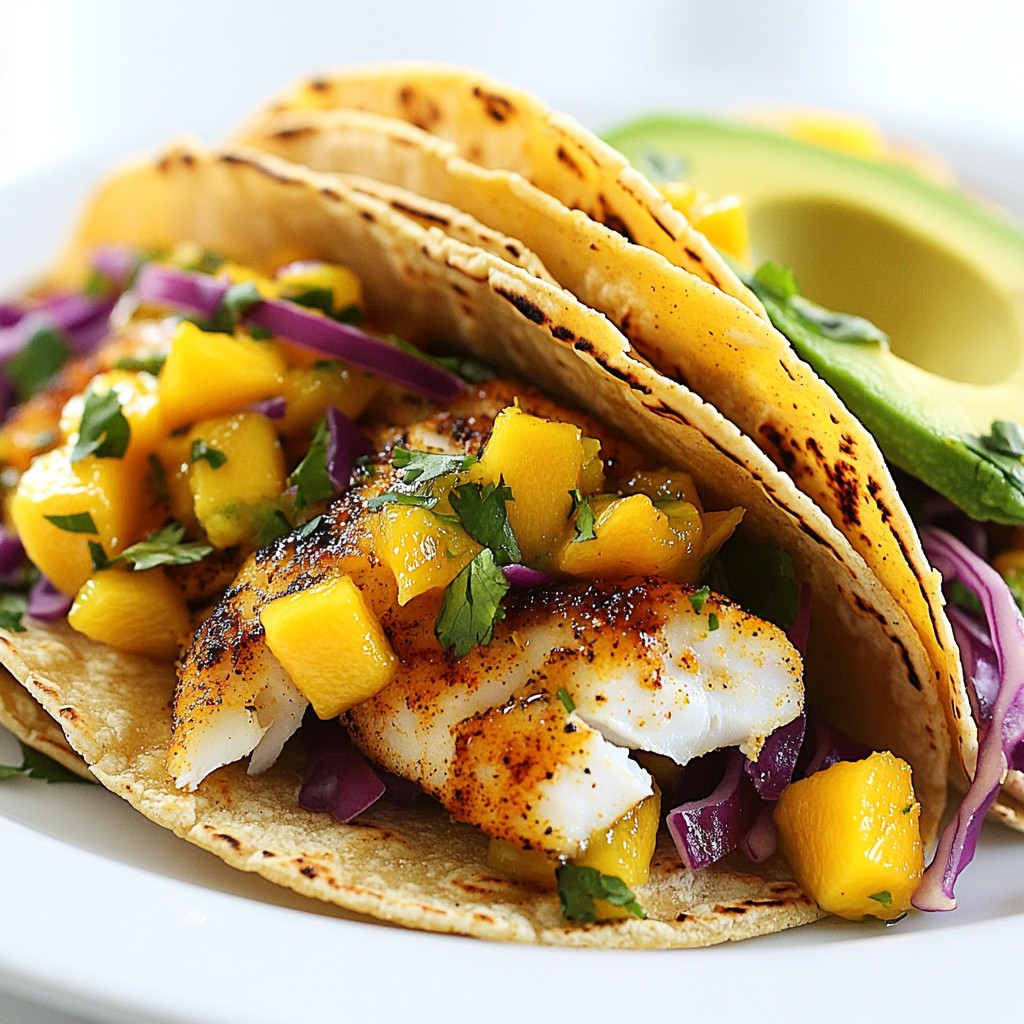 Blackened Fish Tacos with Mango Salsa Delight