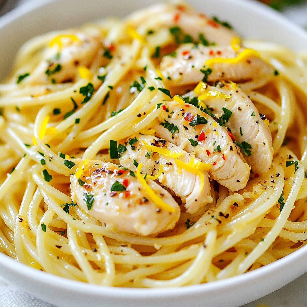 Zesty Lemon Garlic Spaghetti with Chicken Delight