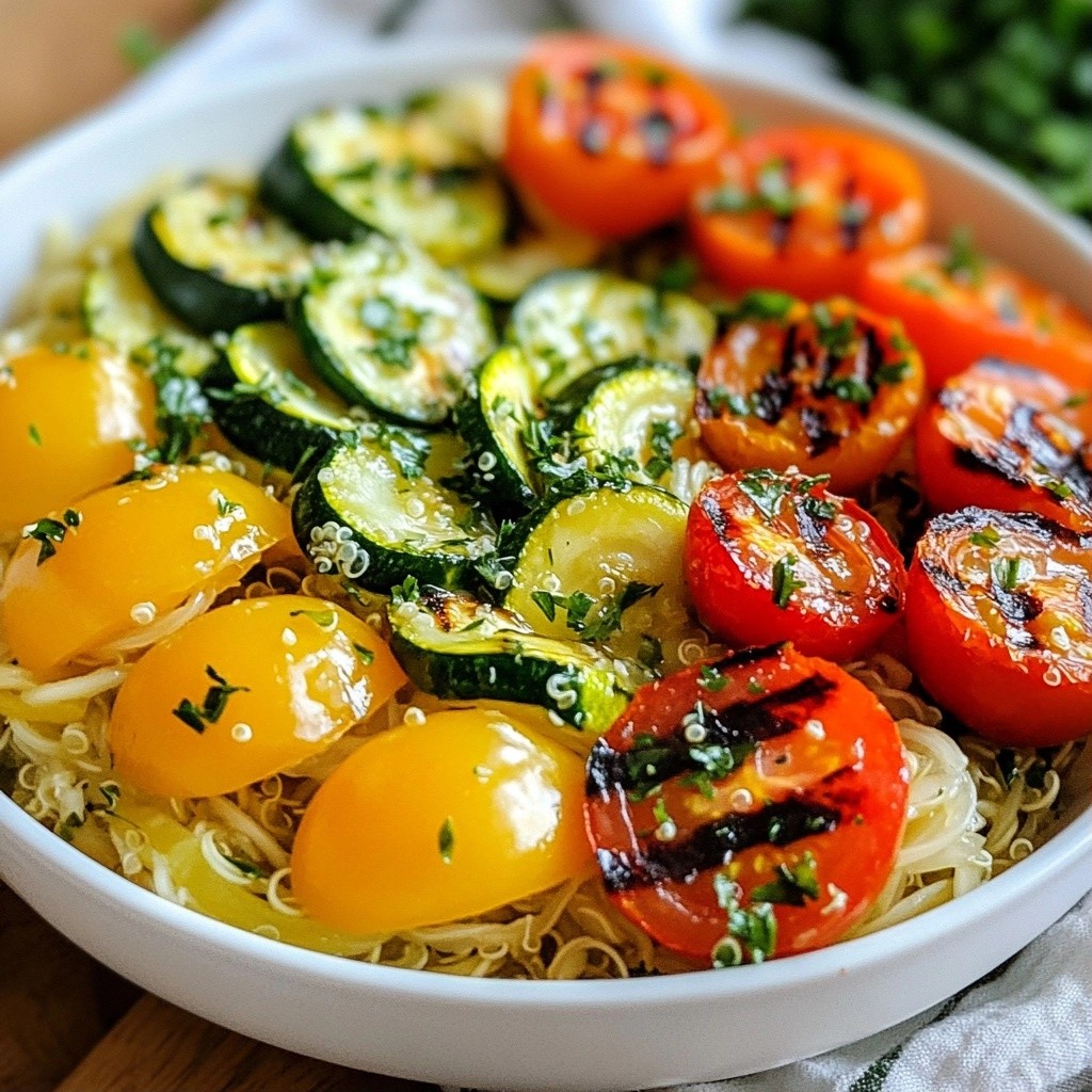 Lemon Herb Quinoa Noodles with Grilled Veggies Delight