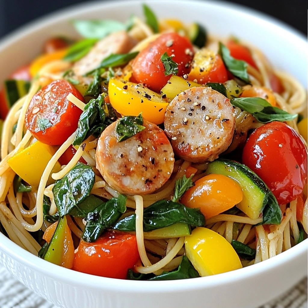Quick Veggie and Chicken Sausage Spaghetti Delight