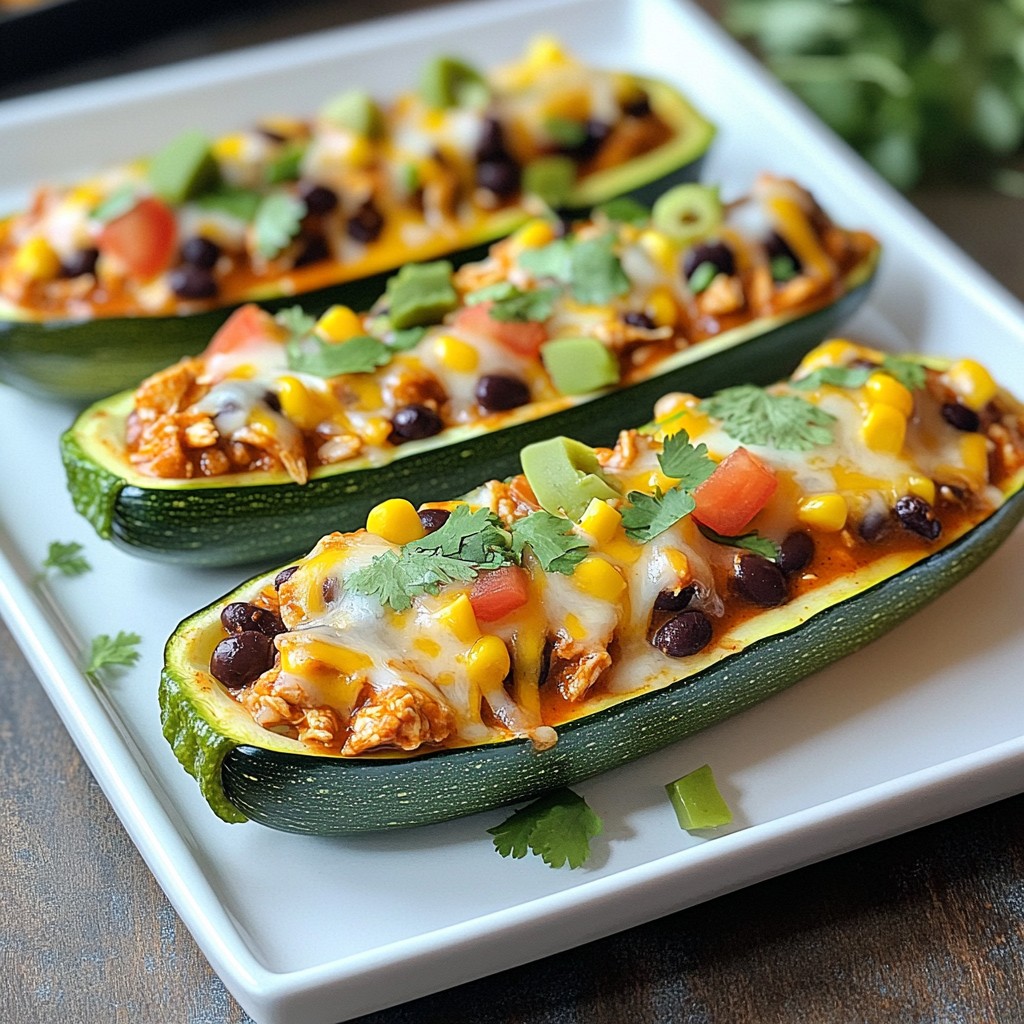 Chicken Enchilada Stuffed Zucchini Boats Delightful Dish