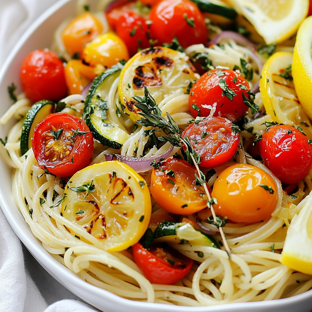 Herb Butter Lemon Pasta with Roasted Vegetables Delight