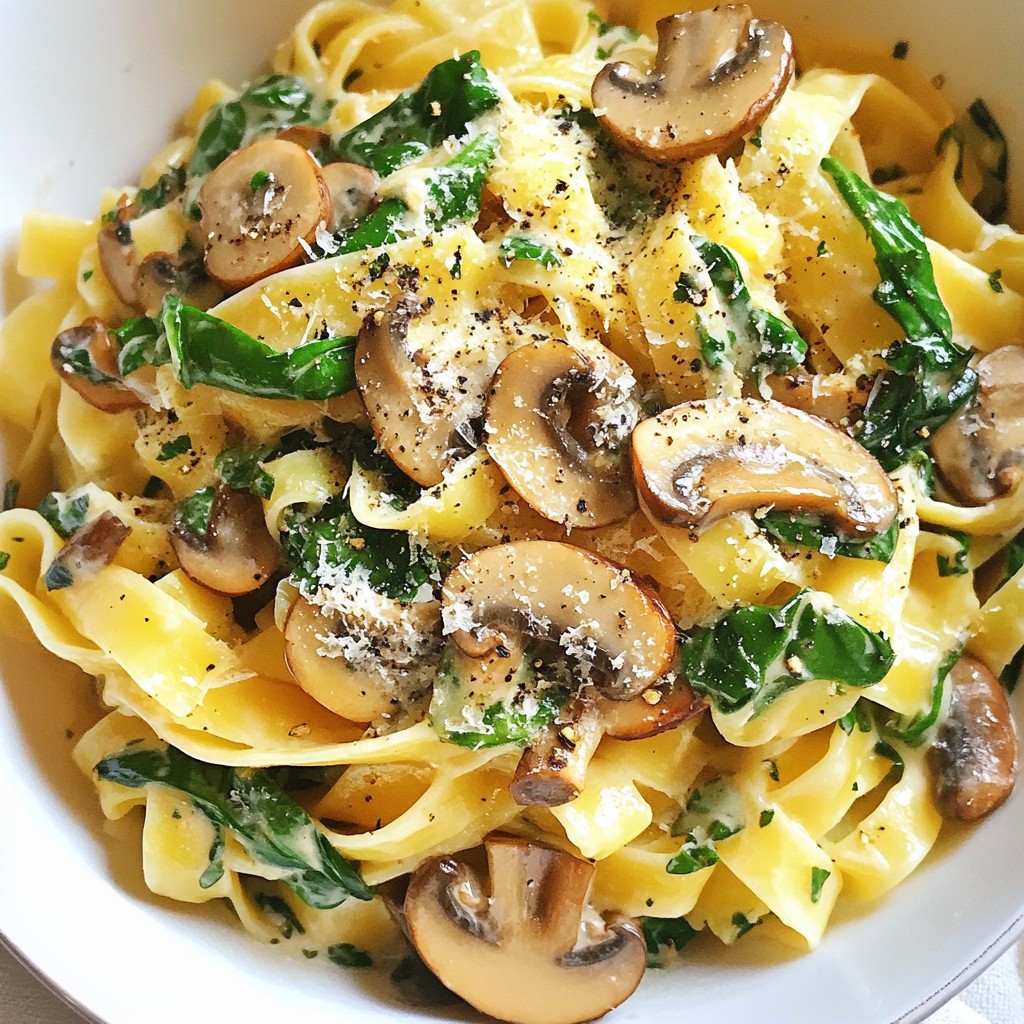 Cheesy Mushroom and Spinach Creamy Pasta Delight