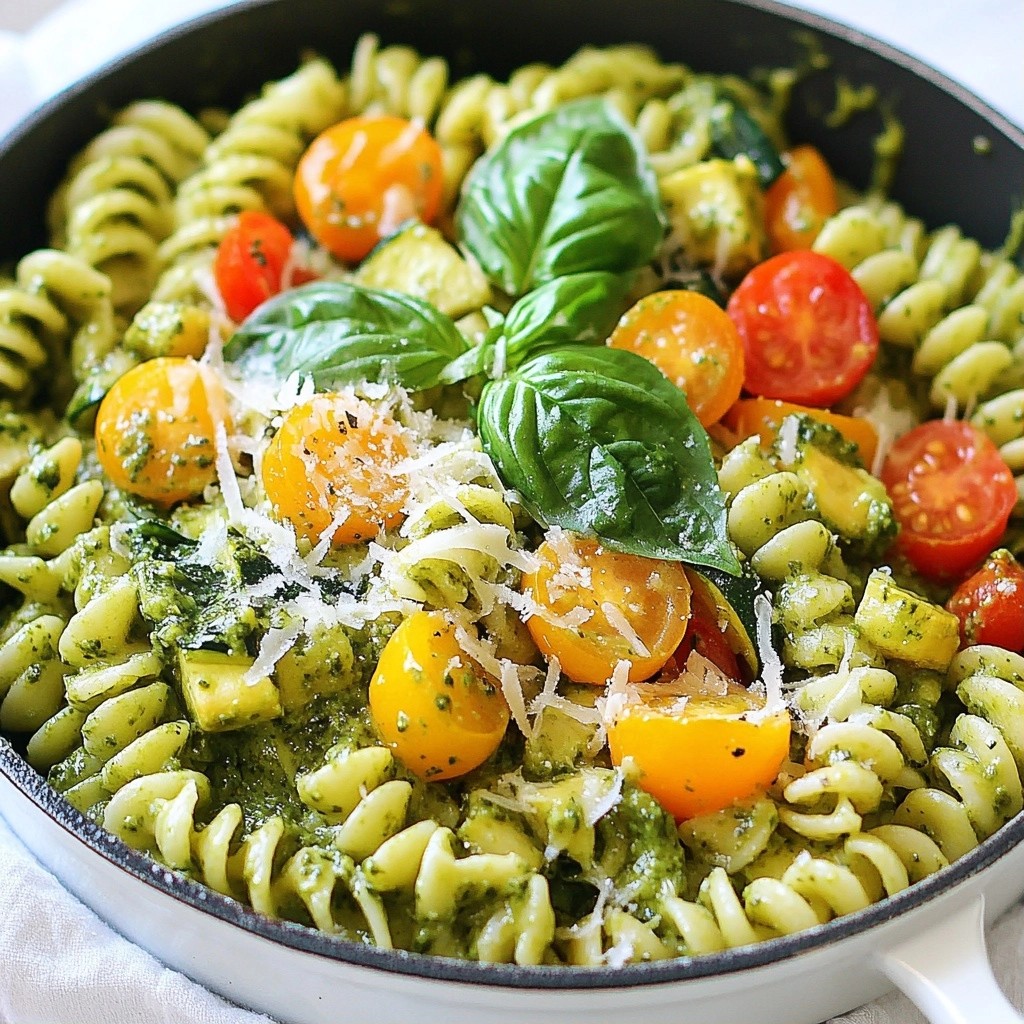 One-Pot Creamy Pesto and Veggie Pasta Delight