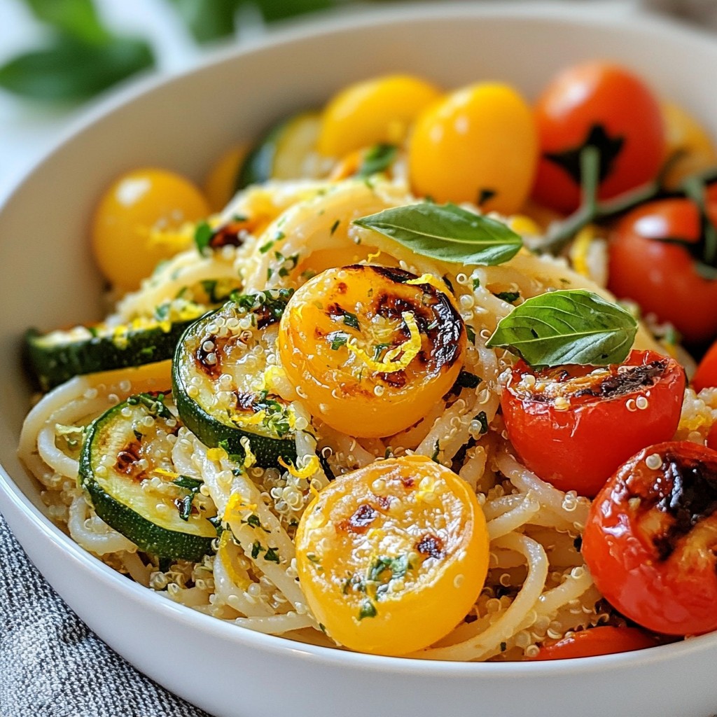 Lemon Herb Quinoa Pasta with Grilled Vegetables Delight