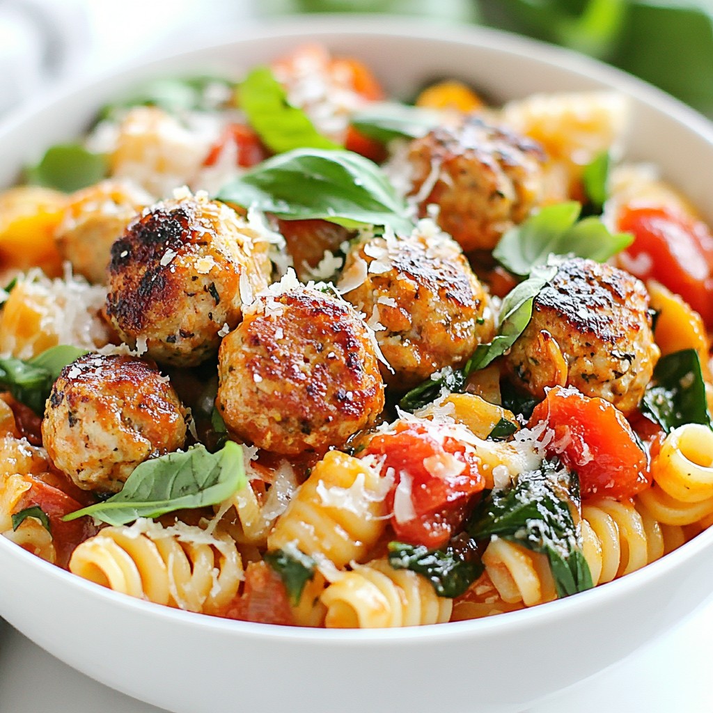 One-Pot Italian Chicken Meatball Pasta Delight