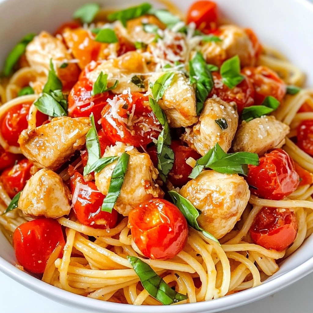 One-Pot Tomato Basil Chicken Spaghetti Simple Meal