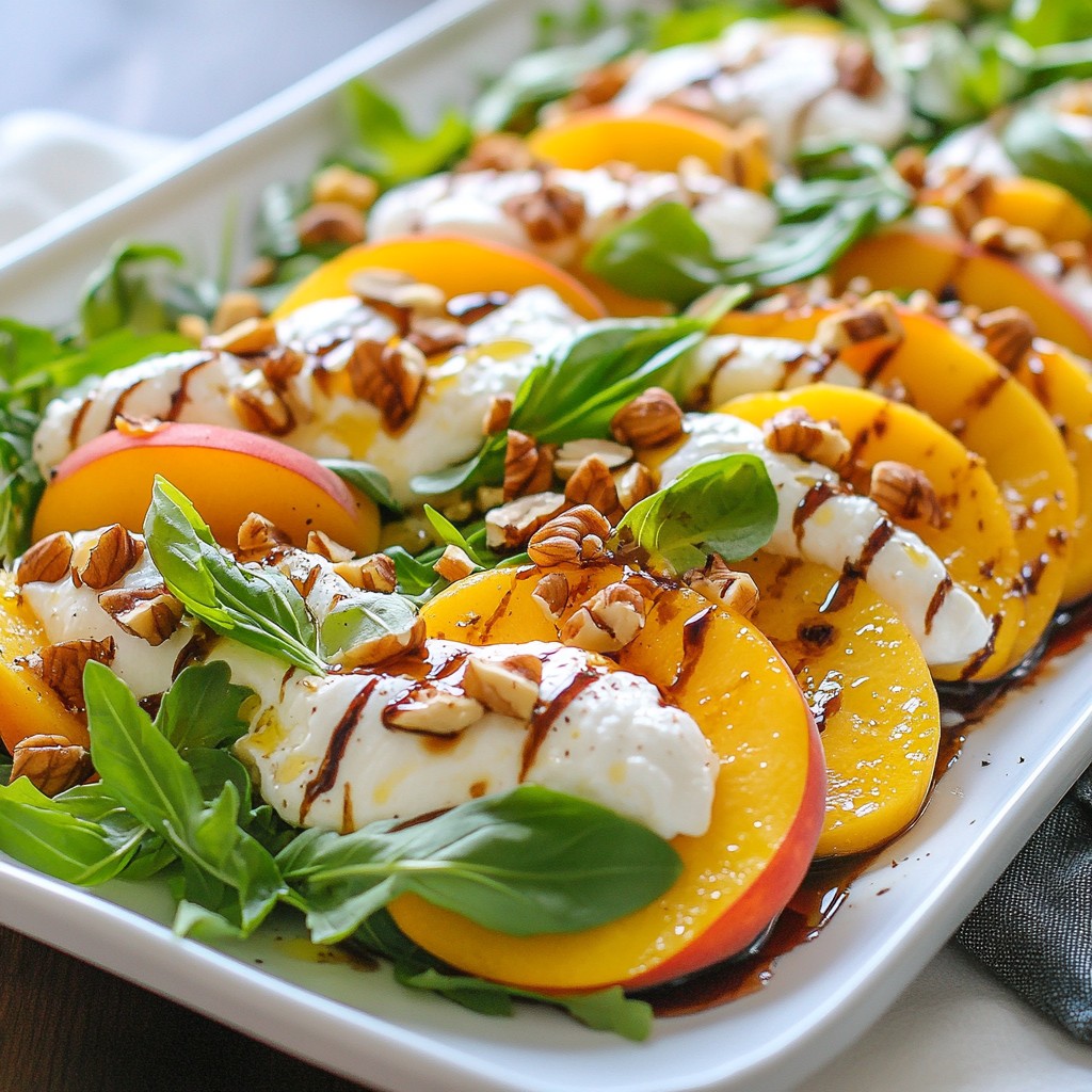 Peach Burrata Arugula Salad Fresh and Flavorful Dish