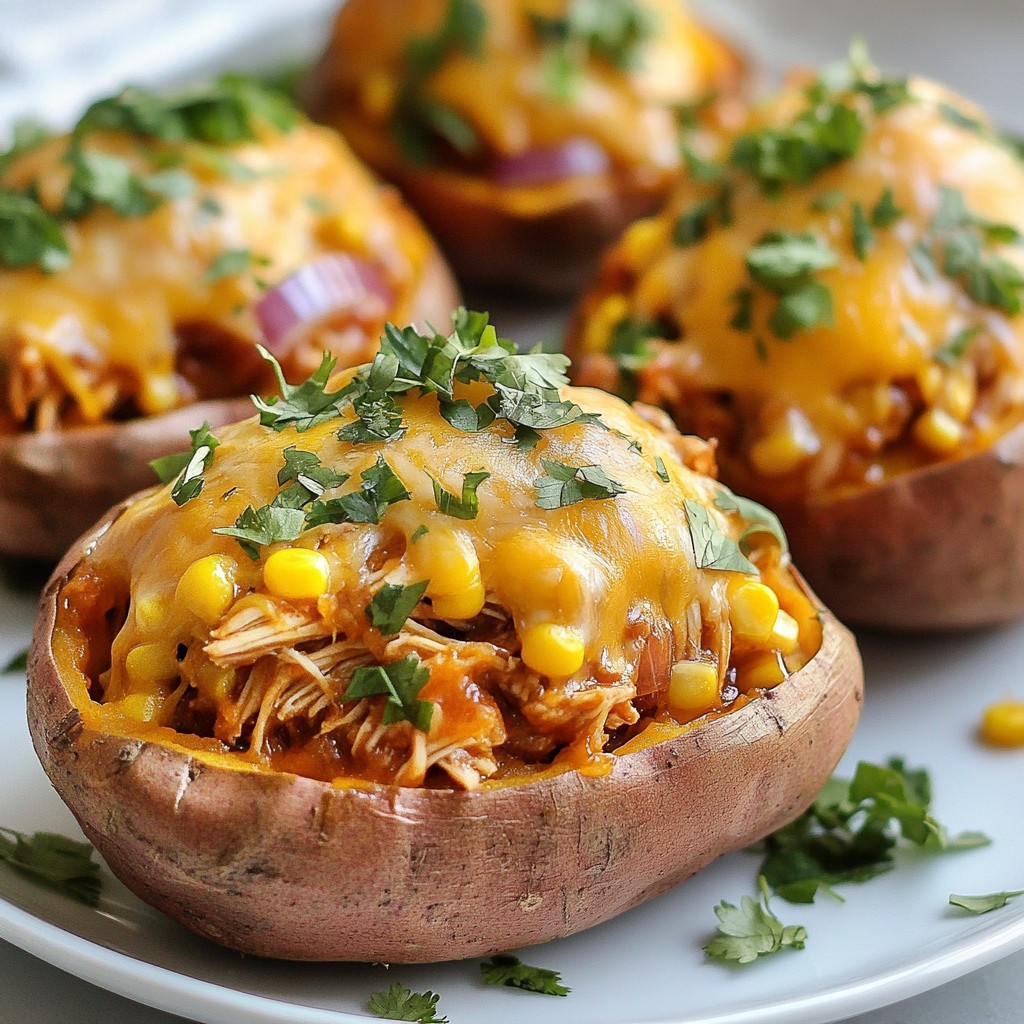 BBQ Chicken Stuffed Sweet Potatoes Delicious Meal