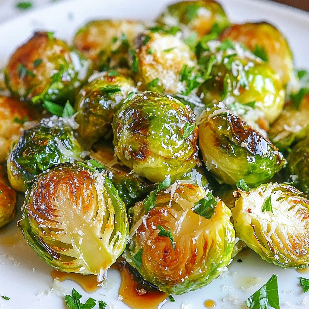 Garlic Parmesan Roasted Brussels Sprouts Tasty Dish